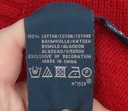 Ralph Lauren Men's Red Cotton Crew Neck Pullover Jumper Size S