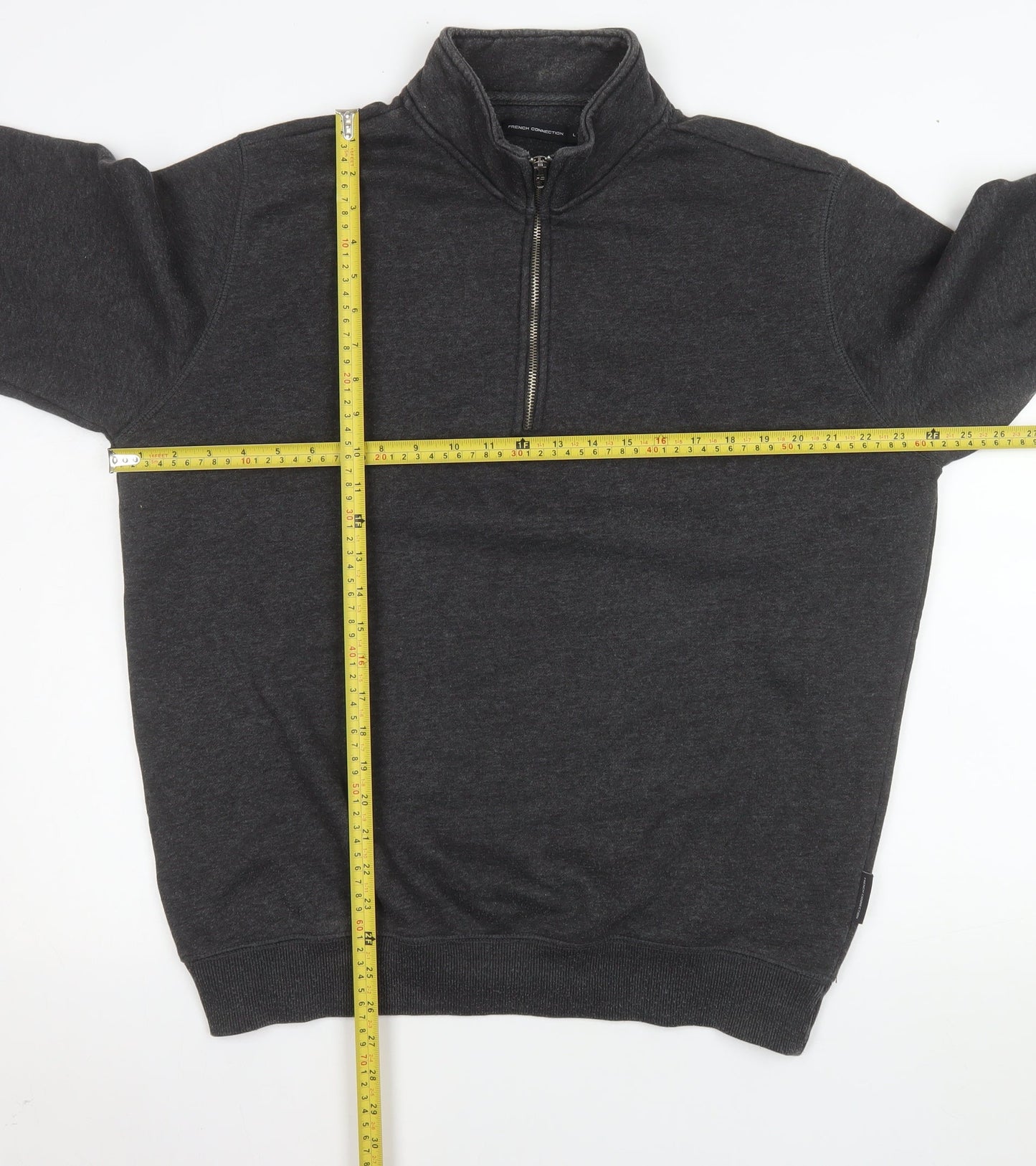Mens UK Size L French Connection Grey Henley Sweatshirt