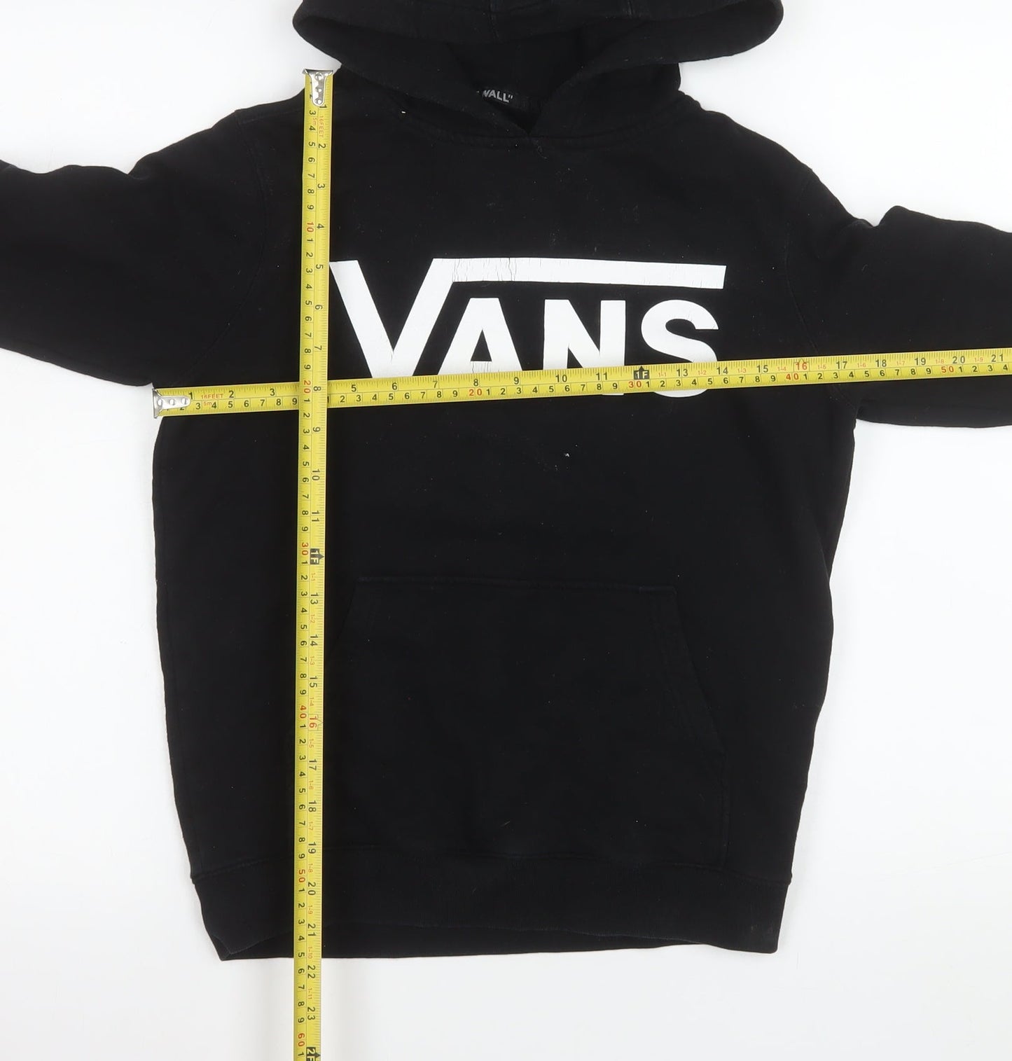 Vans Boys Black Pullover Hoodie Medium Graphic Print Fleece Skate Sweatshirt