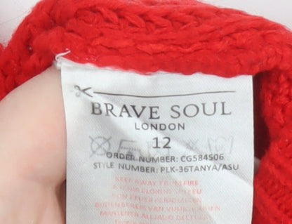Womens UK Size 12 Brave Soul Red Pullover Jumper