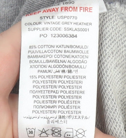 U.S. Polo Assn. Boys Grey Pullover Sweatshirt 12-13 Years Crew Neck Logo Print