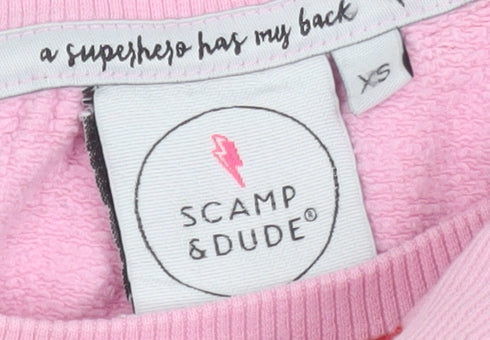 Womens UK Size XS Scamp & Dude Pink Pullover Sweatshirt