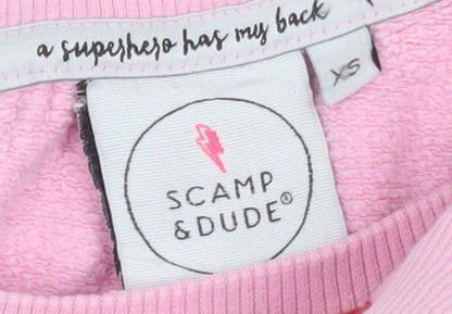 Womens UK Size XS Scamp & Dude Pink Pullover Sweatshirt