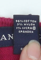 Lands' End Women's Red Cotton Knit Crew Neck Button Cardigan Size 10-12