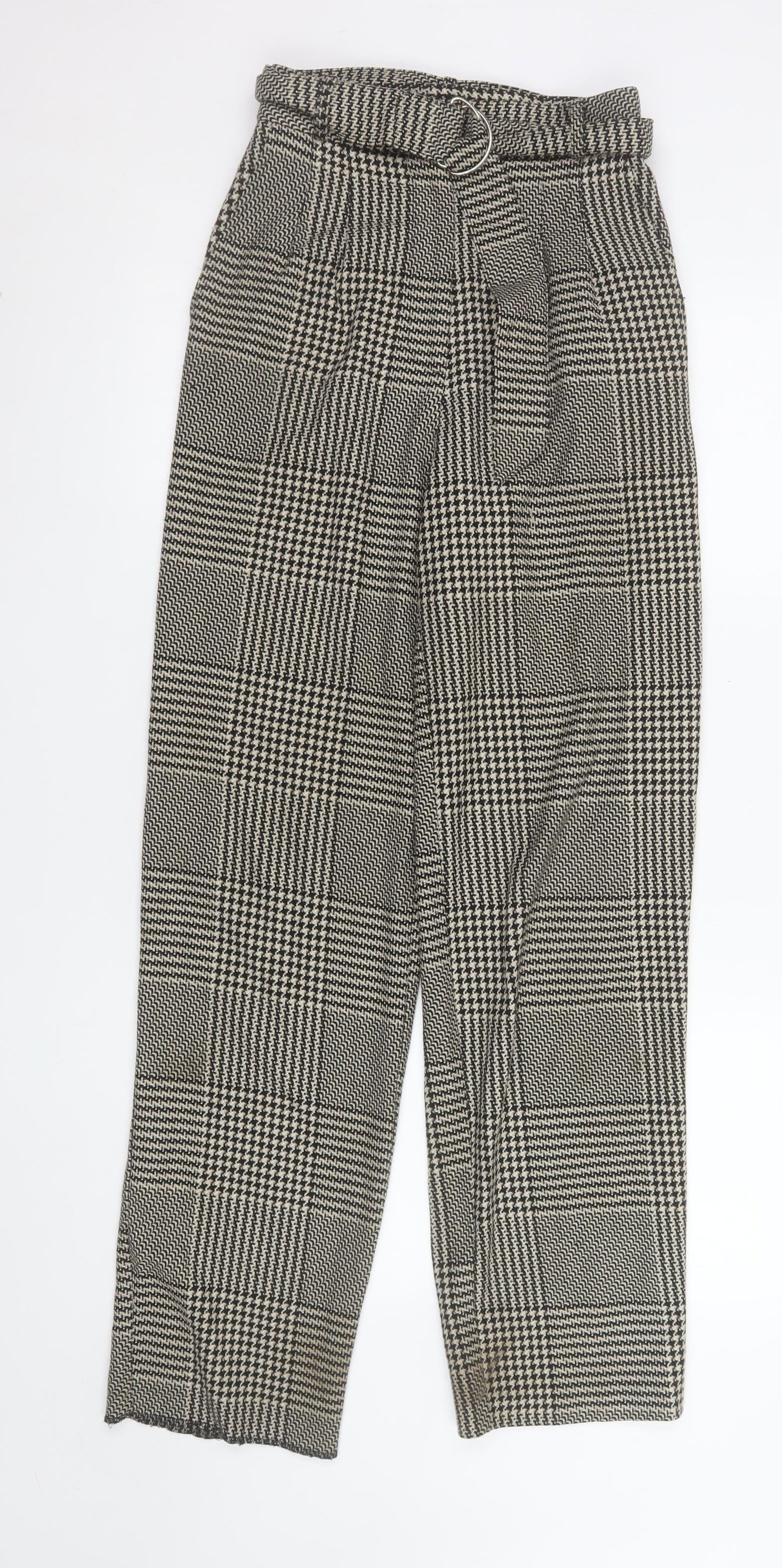 Womens UK Size XS Light Before Dark Regular Fit Paperbag Black Trousers