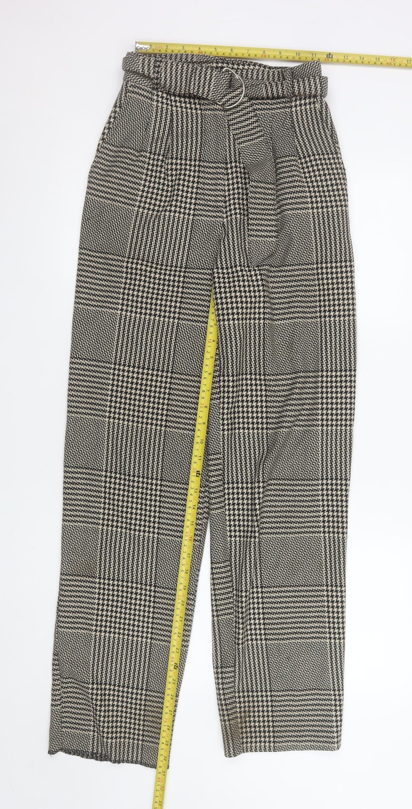 Womens UK Size XS Light Before Dark Regular Fit Paperbag Black Trousers
