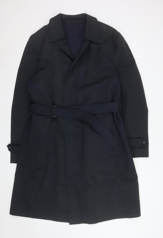 Mens UK Size 44 C&A Black Trench Coat