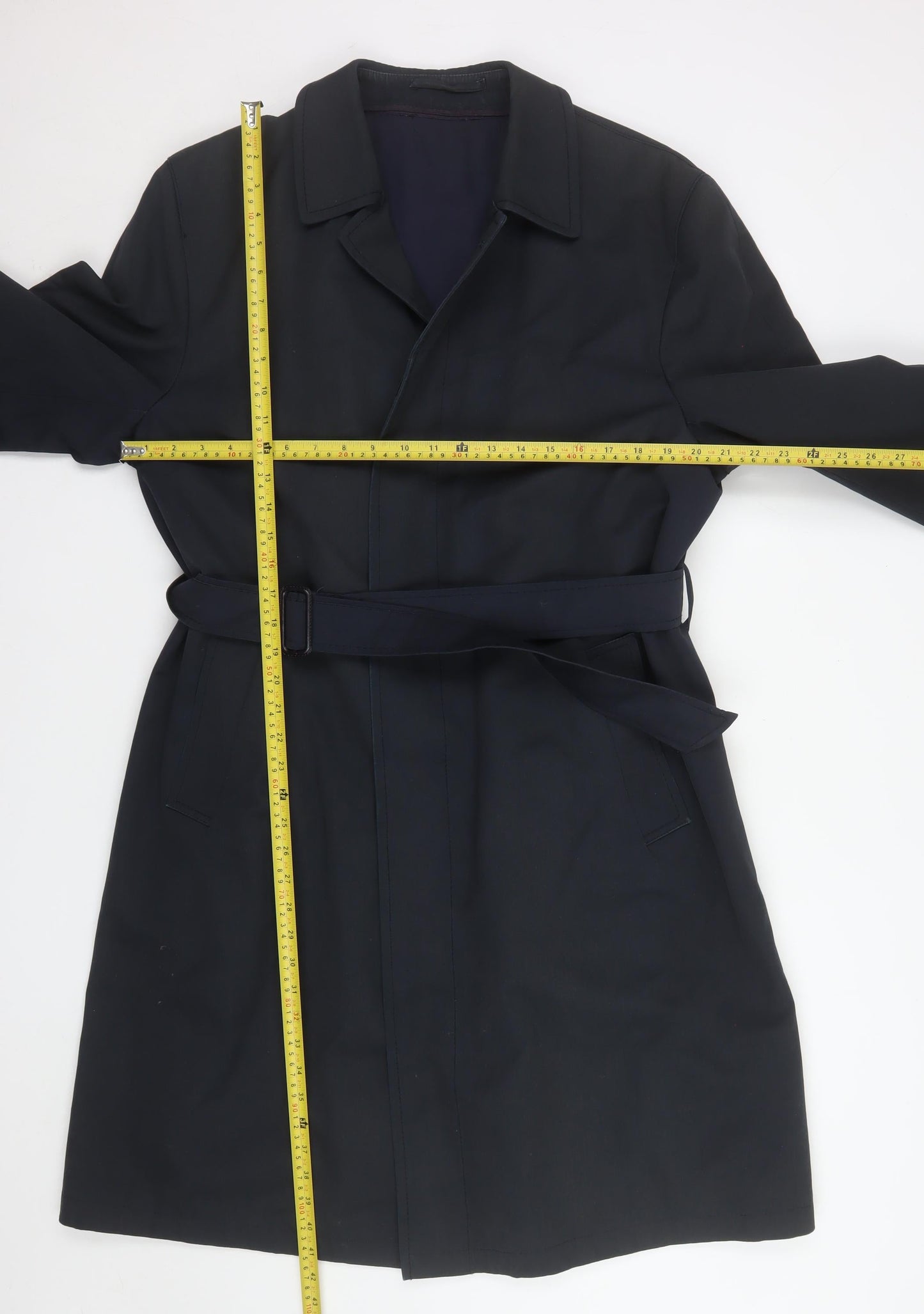 Mens UK Size 44 C&A Black Trench Coat