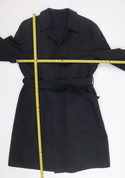 Mens UK Size 44 C&A Black Trench Coat