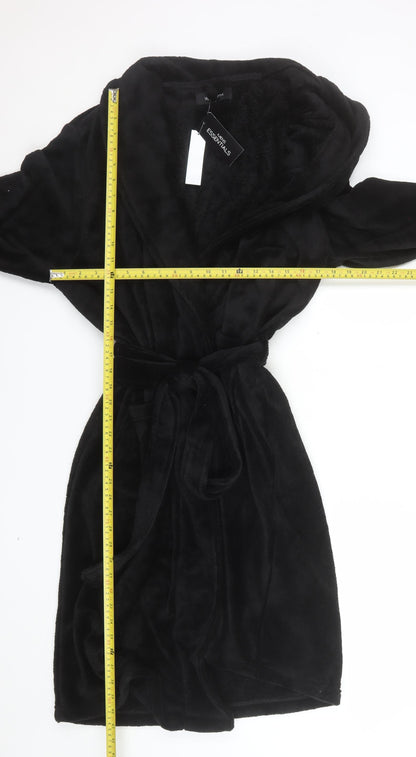 Matalan Men’s Black Fleece Hooded Robe XL Warm Belted Nightwear