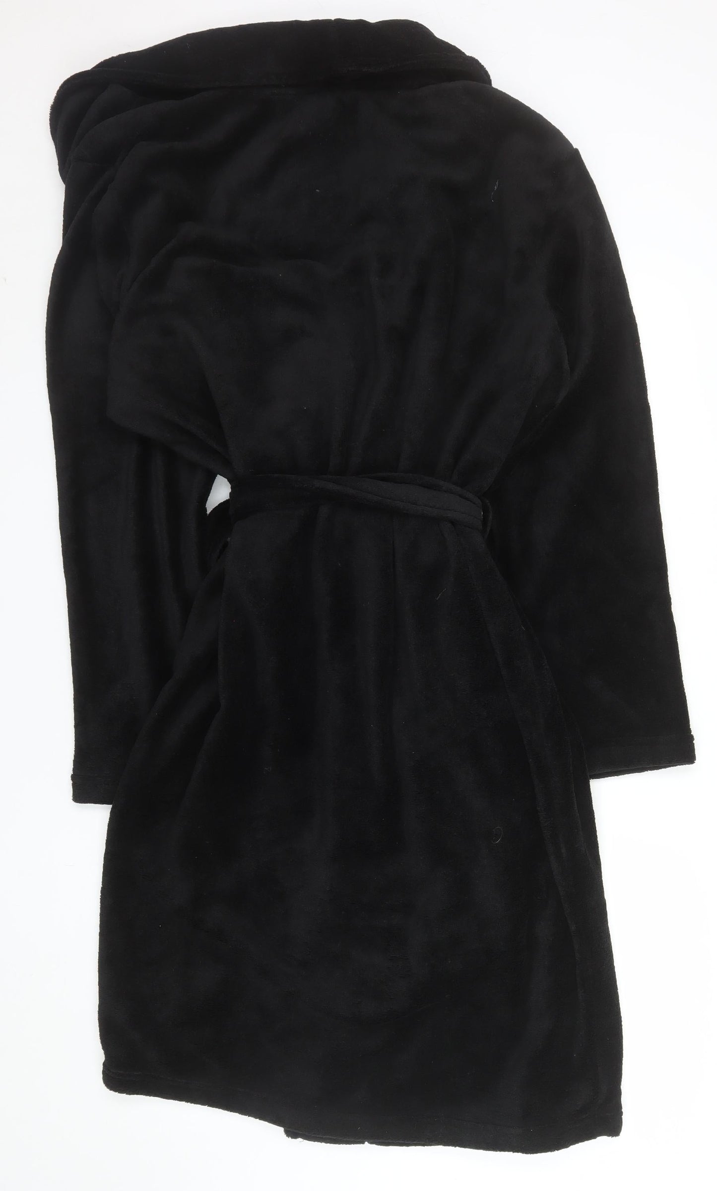 Matalan Men’s Black Fleece Hooded Robe XL Warm Belted Nightwear