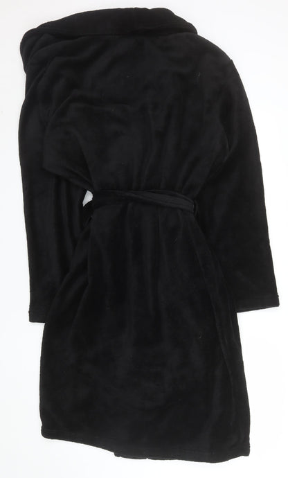 Matalan Men’s Black Fleece Hooded Robe XL Warm Belted Nightwear
