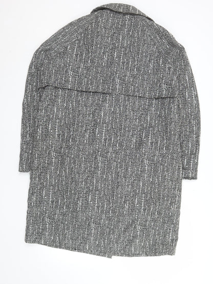 Topshop Women's Grey Check Long Tweed Overcoat UK 12
