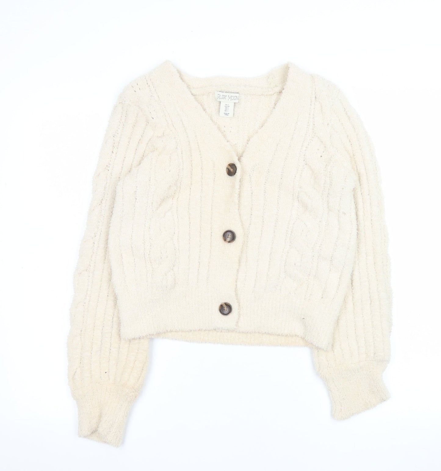 Womens UK Size S RUBY MOON Ivory Cardigan Jumper