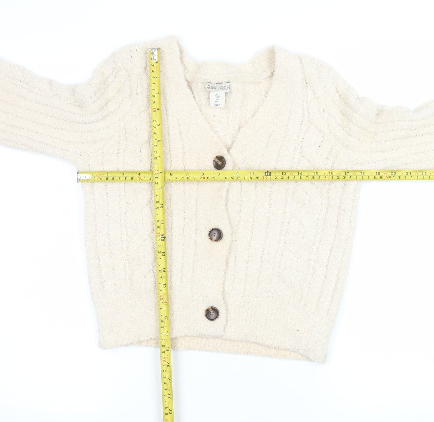 Womens UK Size S RUBY MOON Ivory Cardigan Jumper