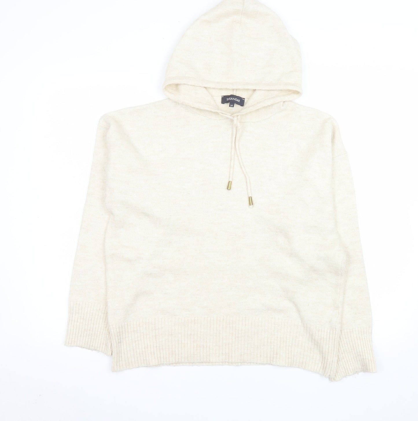 Womens UK Size 14 Sosandar Beige Pullover Hoodie