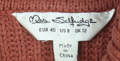 Womens UK Size 12 Miss Selfridge Brown Pullover Jumper