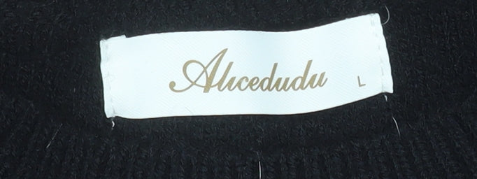Womens UK Size L Alcedudu Black Pullover Jumper