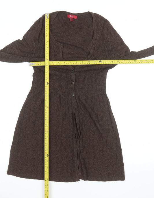 Monsoon Women Brown Wool Blend Knit Fit & Flare Dress UK 10