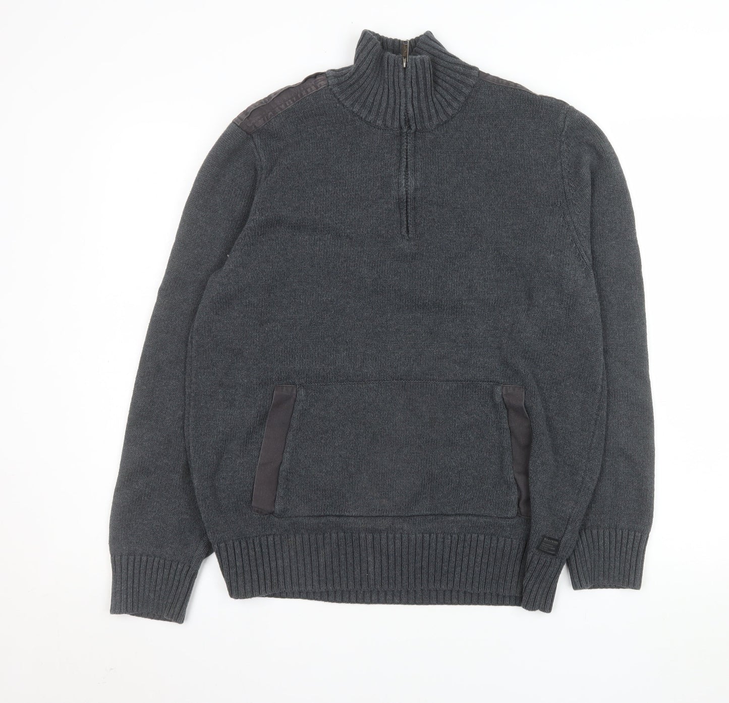 Mens UK Size XL Firetrap Grey 1/2 Zip Sweatshirt