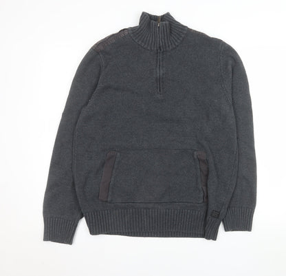 Mens UK Size XL Firetrap Grey 1/2 Zip Sweatshirt