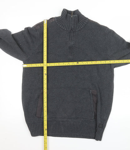 Mens UK Size XL Firetrap Grey 1/2 Zip Sweatshirt