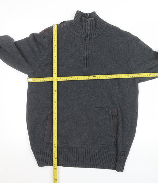 Mens UK Size XL Firetrap Grey 1/2 Zip Sweatshirt