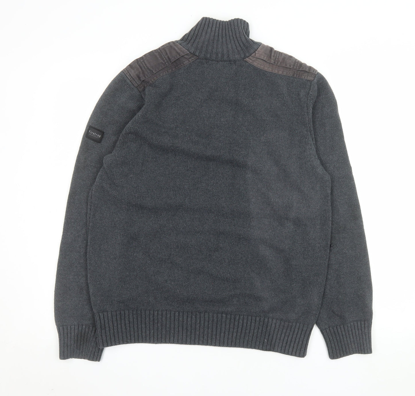 Mens UK Size XL Firetrap Grey 1/2 Zip Sweatshirt