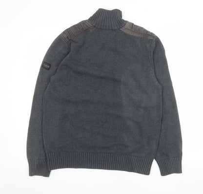 Mens UK Size XL Firetrap Grey 1/2 Zip Sweatshirt