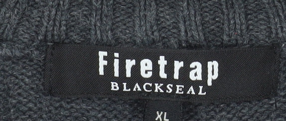 Mens UK Size XL Firetrap Grey 1/2 Zip Sweatshirt