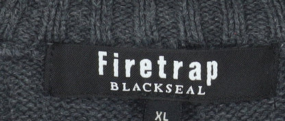 Mens UK Size XL Firetrap Grey 1/2 Zip Sweatshirt
