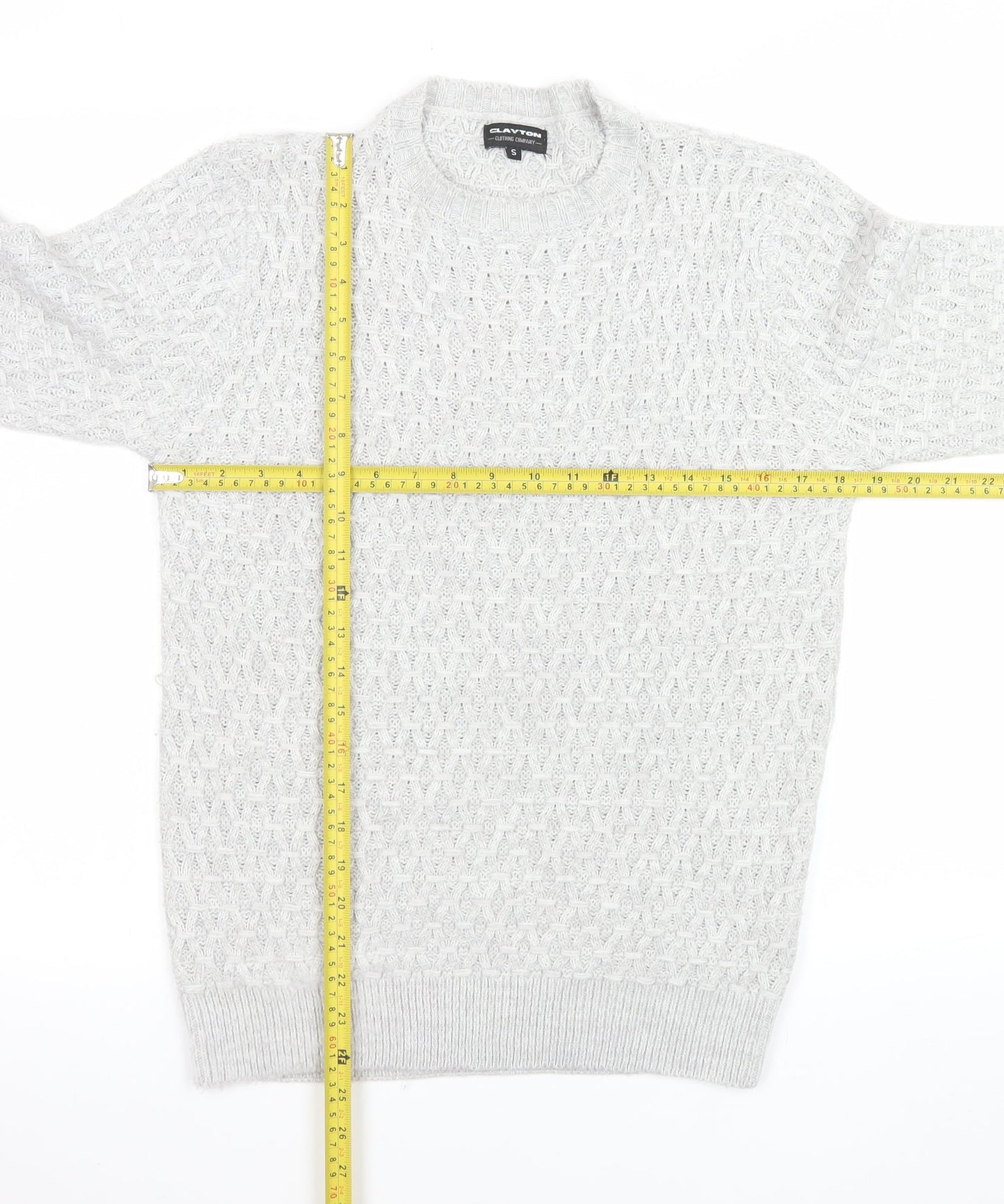 Mens UK Size S Clayton Grey Pullover Jumper