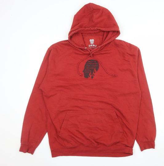 Mens UK Size L SRAW Red Pullover Hoodie