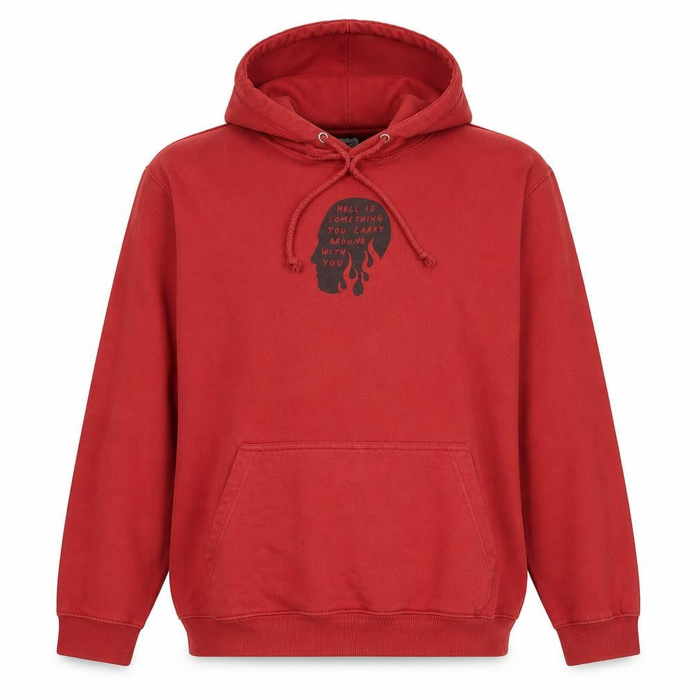 Mens UK Size L SRAW Red Pullover Hoodie