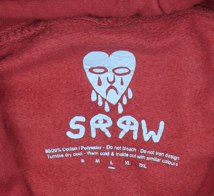 Mens UK Size L SRAW Red Pullover Hoodie