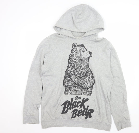 Mens UK Size L Bershka Grey Pullover Hoodie