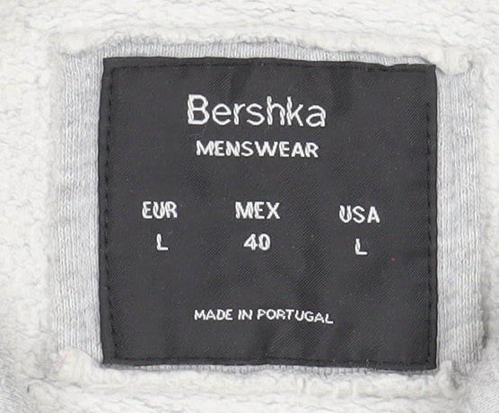 Mens UK Size L Bershka Grey Pullover Hoodie