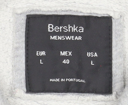 Mens UK Size L Bershka Grey Pullover Hoodie