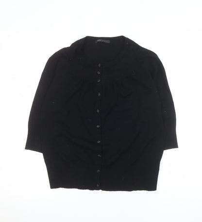Next Women Black Size 14 Cardigan 3/4 Sleeve Knit Jumper