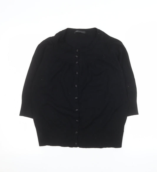 Next Women Black Size 14 Cardigan 3/4 Sleeve Knit Jumper