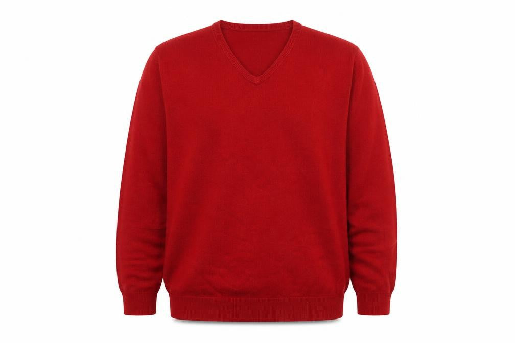 Thomas Nash Men's Red V-Neck Acrylic Pullover Jumper XL