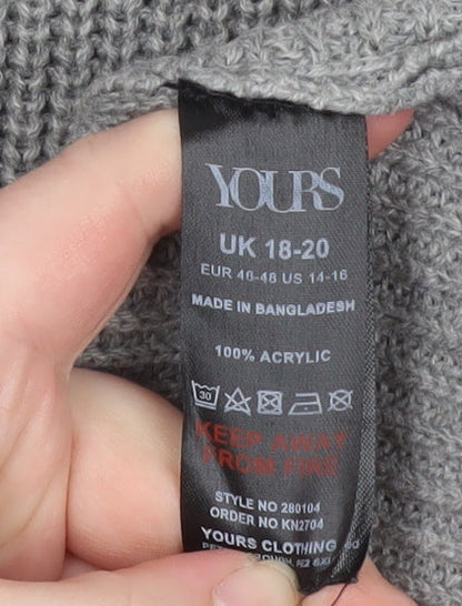 Womens UK Size 18-20 Yours Grey Pullover Jumper