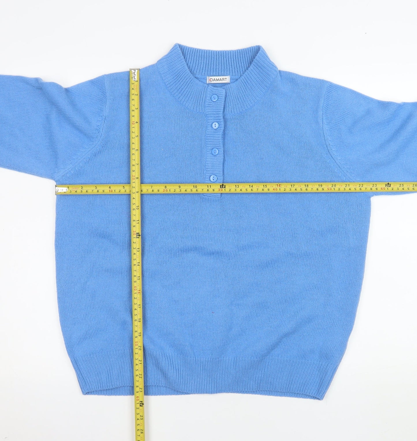 Womens UK Size 18 Damart Blue Henley Jumper