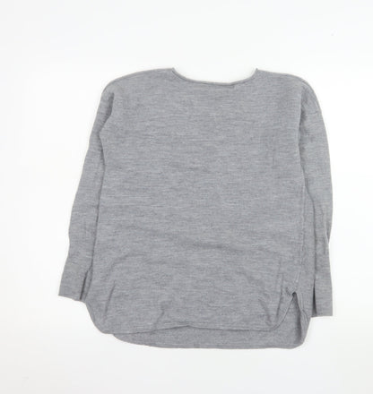 Max Studio Womens Grey 100% Merino Wool Long Sleeve Pullover Jumper L