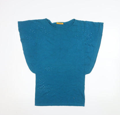 Womens UK Size S MINORITY Blue Basic T-Shirt