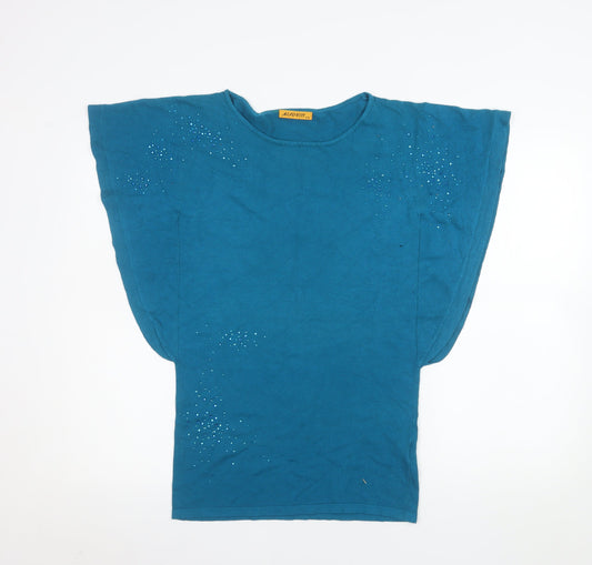 Womens UK Size S MINORITY Blue Basic T-Shirt