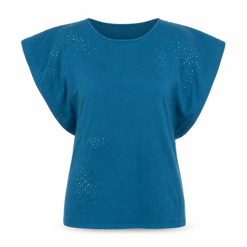 Womens UK Size S MINORITY Blue Basic T-Shirt