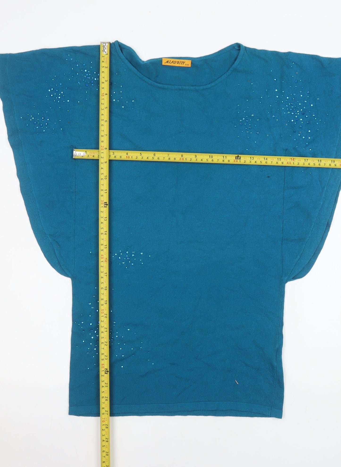 Womens UK Size S MINORITY Blue Basic T-Shirt