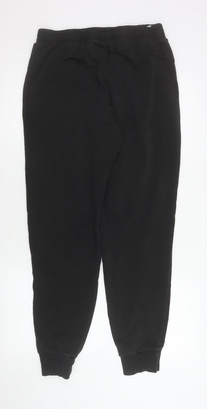 Puma Men's Black Fleece Jogger Trousers Size L Regular Fit Activewear