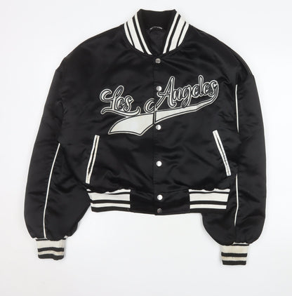 Womens UK Size XS PRETTYLITTLETHING Black Varsity Jacket